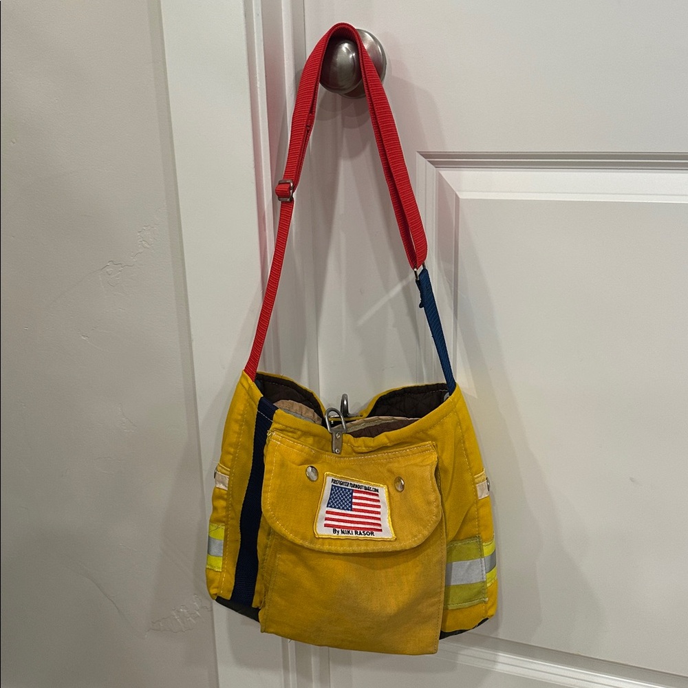 Yellow Crossbody Bag with Red Strap